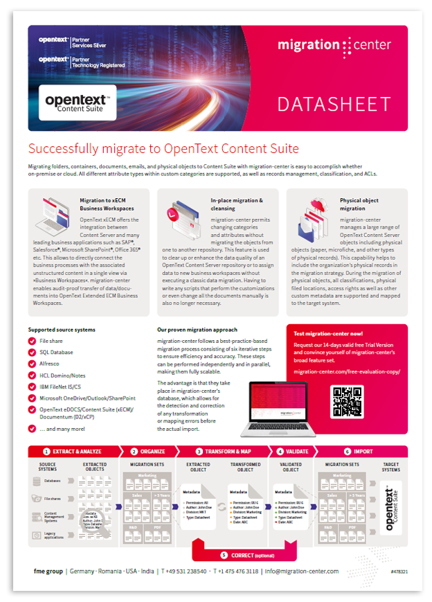 Thumbnail | Datasheet | Successfully migrate to OpenText Content Suite